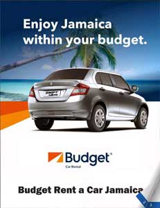 Budget Rent a Car Jamaica brochure cover.