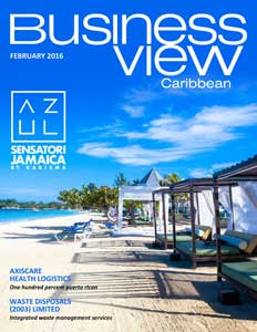 February 2016 issue cover of Business View Caribbean.