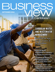 Business View Caribbean cover for the September 2016 issue. Showing men in hard hats kneeling to work.