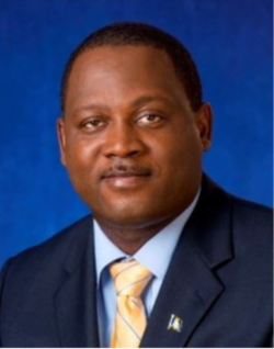 A portrait view of The Honorable Donville O. Inniss, Minister to the Ministry of Industry, International Business, Commerce and Small Business Development.
