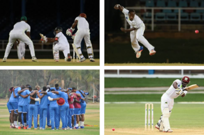 Four photos of cricket players of the West Indies Cricket Board.