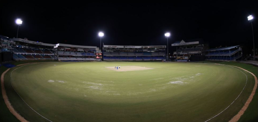 West Indies Cricket Board. A special fish eye view of a stadium.