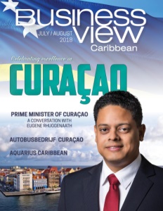 Business View Caribbean July issue cover showing the Prime Minister of Curacao.