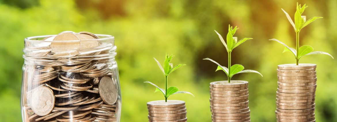 Issues for CARICOM citizens gains COFAP attention. A jar of coins with 3 stacks of coins to the right with plants sprouting from each stack.
