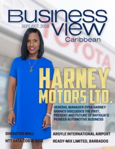 September 2018 issue cover for Business View Caribbean, featuring Harney Motors Ltd.
