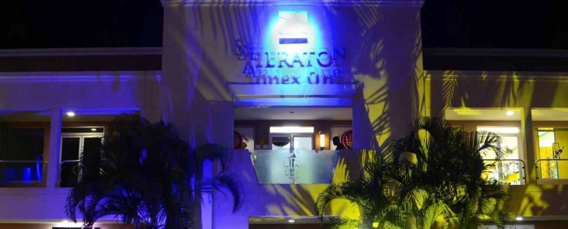 Sheraton Mall at night.