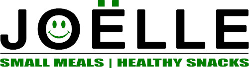 Joëlle logo with text; Small Meals | Healthy Snacks.