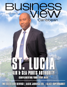 January 2019 issue cover for Business View Caribbean; featuring St. Lucia Air & Sea Ports Authority.