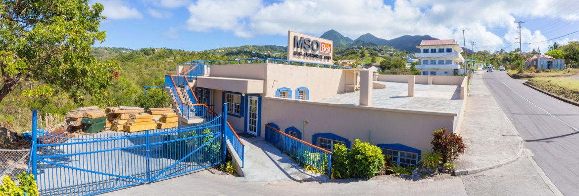 M.S. Osborne Limited store building on Brades.