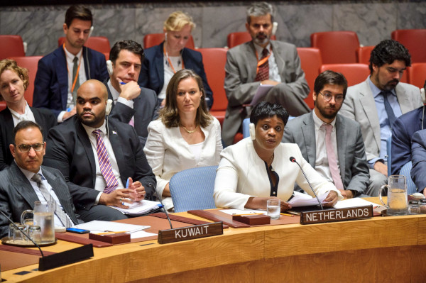 Prime Minister of St. Maarten, Leona Romeo-Marlin addressing the United Nations.