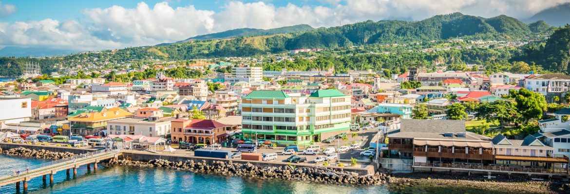 A.C. Shillingford Company Dominica skyline view.